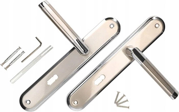Mâner de ușă 72 mm, știft lung, pe cheie, set - Culoare nichel-crom
