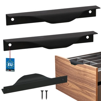 Mâner pentru mobilă modern aluminiu negru mat 128 mm set de 2 buc.