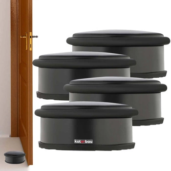 Opritor de ușă de sine stătător negru 4 cm set de 4 buc.