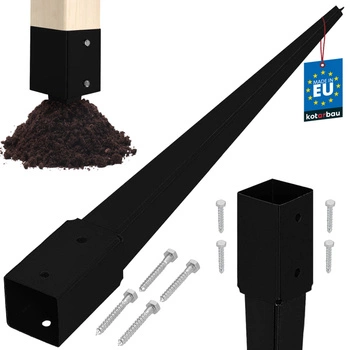 Baza stâlpului înfipt în pământ oțel negru 50x50x600 mm