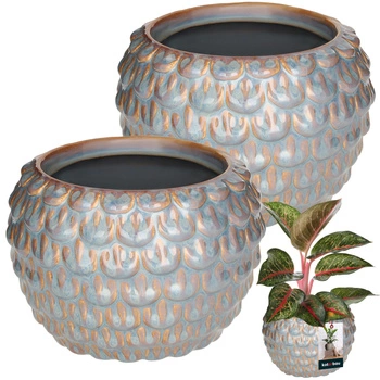 Ghiveci decorativ ceramic gri ⌀ 17 cm 2 kcu