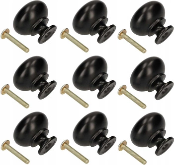 Buton de mobilă mâner de dulap negru ciupercă - 10 buc.