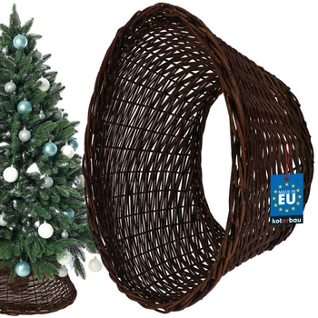 Coș din rattan ø55 cm pentru suportul de brad de Crăciun boho - Culoare maro închis
