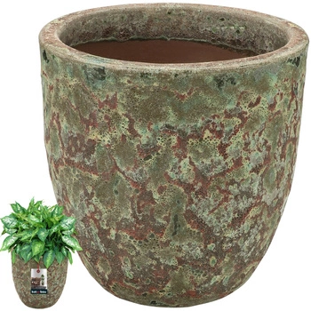 Ghiveci ceramic ⌀ 37 cm turcoaz maro lucrat manual