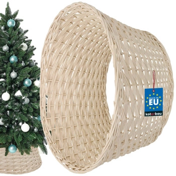 Coș din rattan ø55 cm pentru suportul de brad de Crăciun boho - Culoare albă