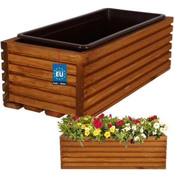 Ghiveci ladă din lemn pentru grădină terasă cu insert stejar 44x20 cm