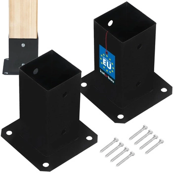 Bază pentru stâlp fixată pe beton neagră 70x70 mm set de 2 buc.