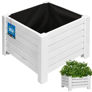 Ghiveci de flori din lemn cutie de grădină alb 38x38 cm