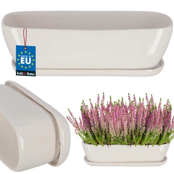 Ghiveci ceramic alungit alb cu podmicukou 40 cm