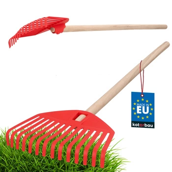 Grabie pentru copii mini de grădină din plastic cu mâner portocalii 70 cm