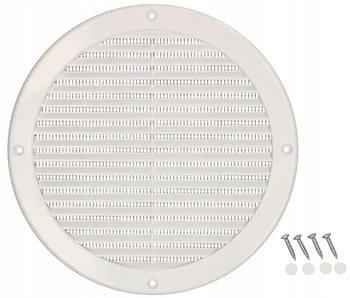Grilaj de ventilație rotund fi 200 mm cu plasă - Culoare albă