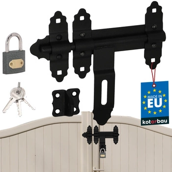 Zăvor de poartă garaj ușă deadbolt retro oțel negru cu lacăt 200 mm