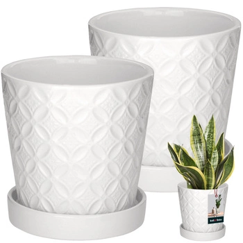 Ghiveci rotund alb cu podmicukou ⌀ 13 cm 2 kcu