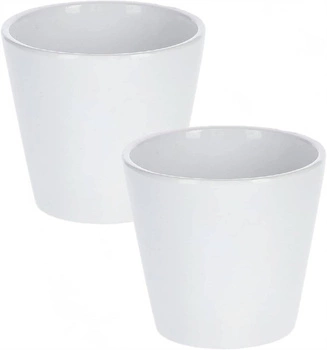 Ghiveci de flori din ceramică 16 cm alb - 2 buc.