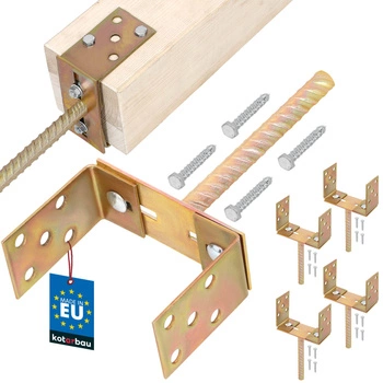 Bază de stâlp reglabilă 0-160 mm cu tijă de 200 mm set de 4 buc.