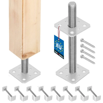 Baza coloanei cu șurub reglabilă tijă m24 80x80x250 mm set de 8 buc.