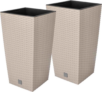 Ghiveci de flori 50cm capac de ghiveci rattan inserție pentru flori - 2 buc.