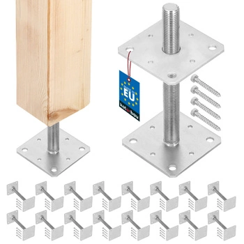 Baza coloanei cu șurub reglabilă tijă m24 110x110x250 mm set de 16 buc.