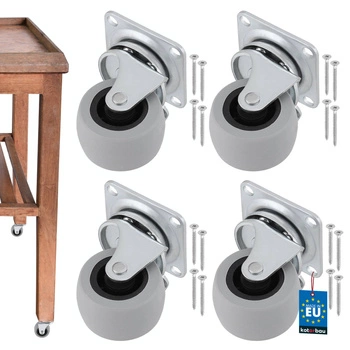 Roată pivotantă mobilier din cauciuc cu rulment pivotantă 40 mm set de 4 buc.