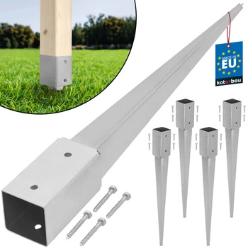 Stâlp de bază condus ancoră sol oțel 50x50x600 mm set de 4 buc.