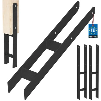 Baza stâlpului h pentru încastrare zincat negru 70 mm set de 2 buc.