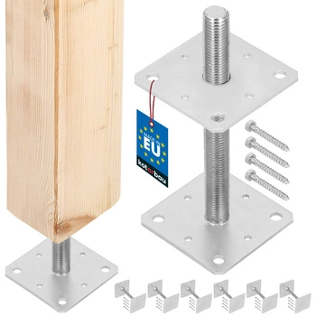 Baza coloanei cu șurub reglabilă tijă m24 160x160x250 mm set de 6 buc.