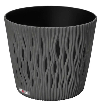 Ghiveci cu caneluri ondulate și inserție 225x265mm - Culoare gri piatră