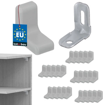 Suport unghiular pentru mobilă cu capac gri deschis set de 25 buc.