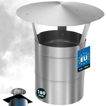 Copertină de fum pentru țeavă de coș galvanizată argintie 180 mm