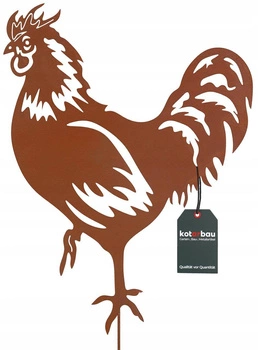 Cocoș figurină metal decorare grădină rugină