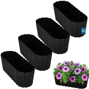 Ghiveci alungit pentru flori antracit 40 cm set de 4 buc.