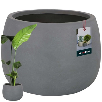 Ghiveci de flori din fibră ceramică mare pentru living terasă gri 47x31 cm