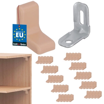 Suport unghiular pentru mobilă cu capac fag set de 50 buc.