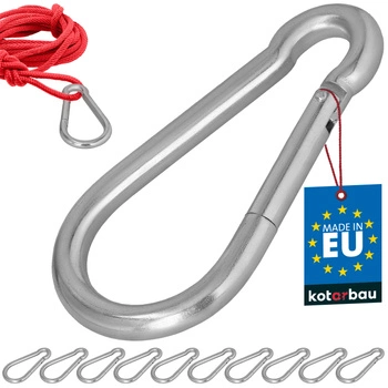 Carabină pentru pompieri leagăn frânghie hamac metalică 160 mm set de 10 buc.