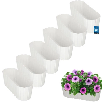 Ghiveci de balcon pentru flori alb 40cm set de 6 buc.