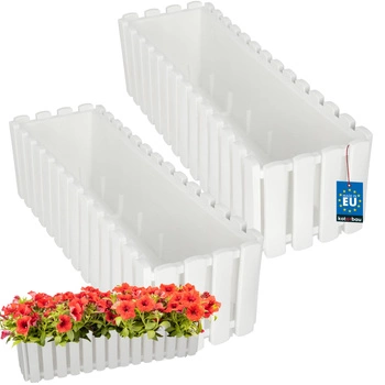 Ghiveci pentru balcon alb na zábradlí 600 mm set de 2 buc.