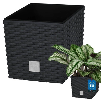 Ghiveci de grădină din rattan cu inserție antracit 22x22 cm