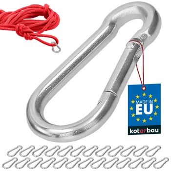 Carabină pentru pompieri leagăn frânghie hamac metalică 60 mm set de 25 buc.