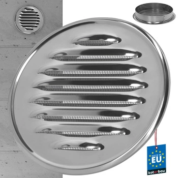 Grila de ventilație din oțel inoxidabil cu ochiuri rotunde fi 150 mm