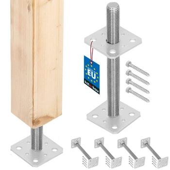 Baza coloanei cu șurub reglabilă tijă m24 80x80x250 mm set de 4 buc.