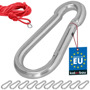 Carabină pentru pompieri leagăn frânghie hamac metalică 70 mm set de 10 buc.