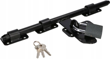Zăvor 340mm ușă garaj cu lacăt - Culoare negru