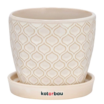 Ghiveci de flori din ceramică cu bază ⌀12 cm, de culoare crem