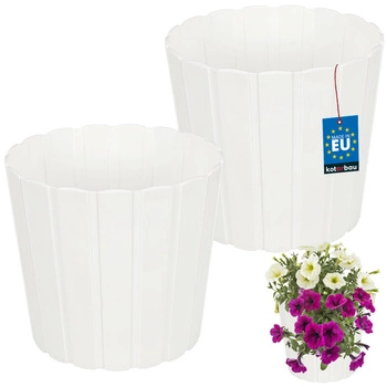 Ghiveci din plastic pentru flori alb 24cm set de 2 buc.