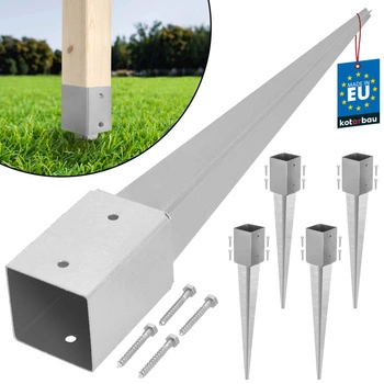 Stâlp de bază condus ancoră sol oțel 90x90x750 mm set de 4 buc.