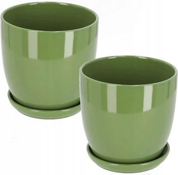 Capac pentru ghiveci de flori din ceramică cu bază verde ⌀15 cm - 2 buc.