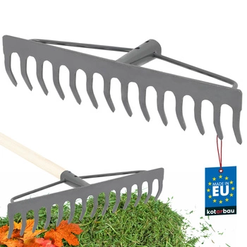 Greblă de grădină întărită cu 14 dinți - Gri