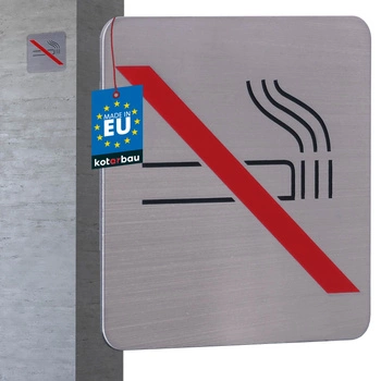 Semn fără fumat pictogramă autoadeziv oțel inoxidabil 7x7 cm