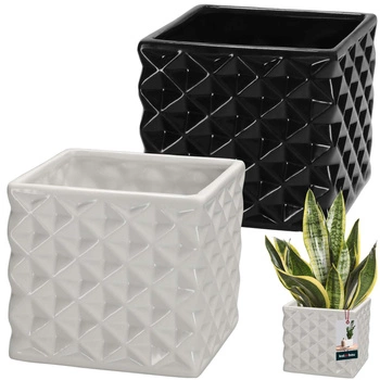 Ghiveci ceramic pătrat Piano alb 14x14 cm 2 kcu