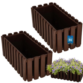 Ghiveci cutie pentru balcon balustradă rustic maro 400 mm set de 2 buc.
